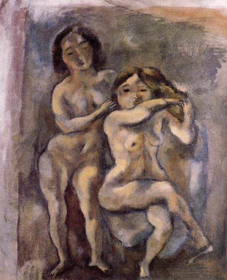 Jules Pascin Gril with sheila are hackle golden hair